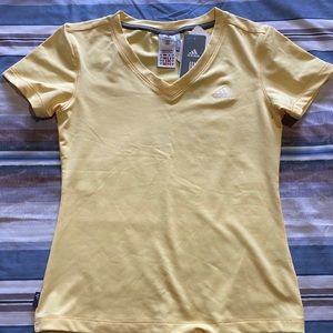 Adidas Light Yellow Short Sleeve V-Neck Top